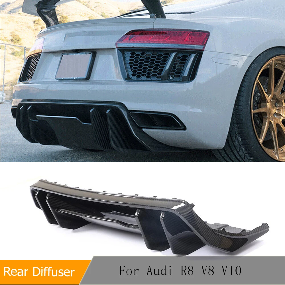 

Car Rear Bumper Diffuser Lip Spoiler for Audi R8 V8 V10 Gen 2 2016 - 2018 Car Rear Bumper Lip Chin Spoiler Splitters Dry Carbon