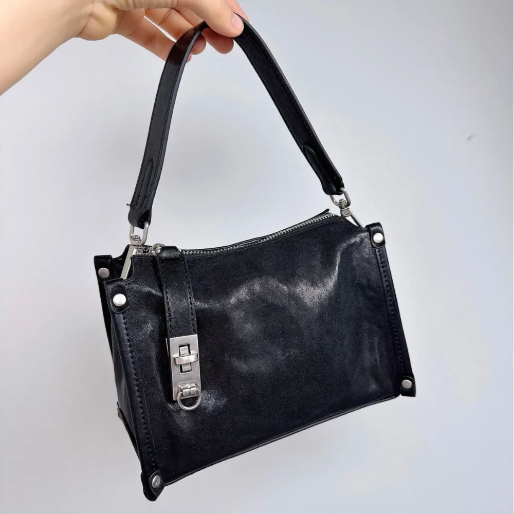 

Niche Vintage Box Small Square Genuine Leather Women's Texture Unique Fashion Commuter Handbag, Shoulder Crossbody, Shoulder