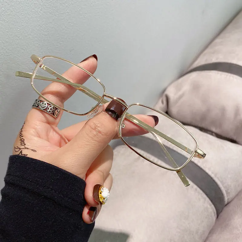 Neue Vintage Kleine Rechteck Sonnenbrille Männer Frauen Mode Punk Quadrat Sonnenbrille Marke Metall Rahmen Schwarz Fahren Brillen – Detail 14