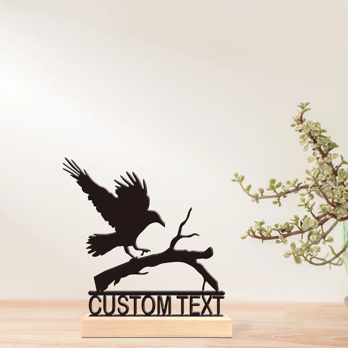1pc Metal Ornaments with Customizable Names Custom Name Equipped with Wooden Base Art Decoration, Desktop Decoration