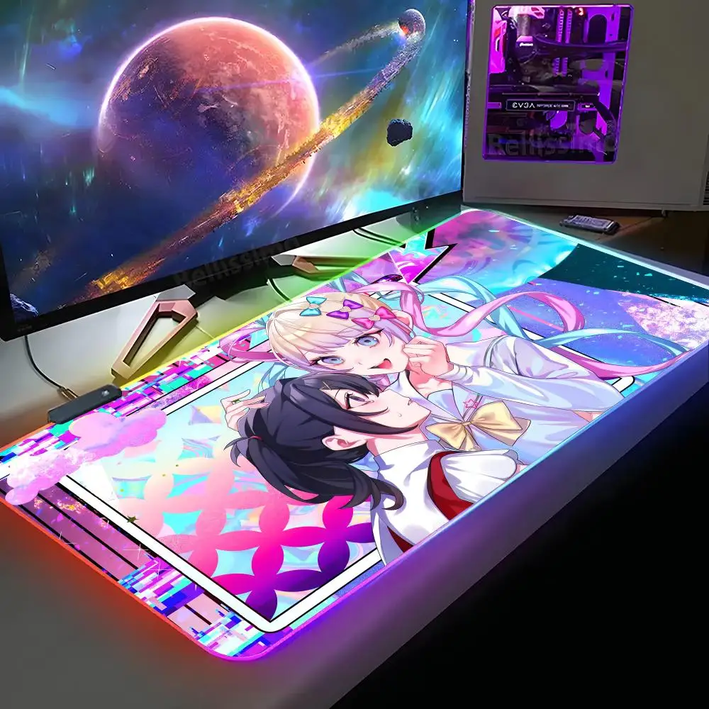 

Ame-chan Needy Girl Overdose Mouse Pad XXL RGB Gaming Mouse Pad HD Gamer Large LED Light MousePads PC Carpet With Backlit