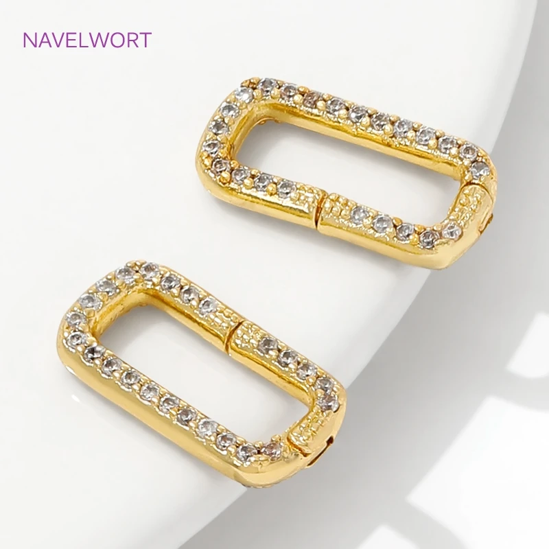 Cierres de resorte de mosquetón rectangulares chapados en oro de 18 quilates, conector de joyería con cierre de hebilla de latón para hacer pulseras, accesorios de joyería DIY