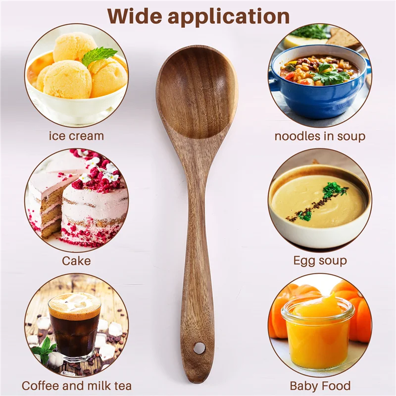 

A76X-10-Piece Wooden Spoons For Cooking Comfort Grip,Lightweight & Durable, Perfect For Non-Stick Cookware