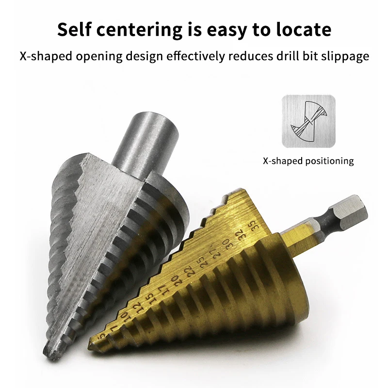 1 Buah Mata Bor Langkah Baja Kecepatan Tinggi HSS Batang Bulat/Heksagonal 5-35Mm untuk Alat untuk Membesarkan Lubang Industri Pengeboran Kayu & Logam S