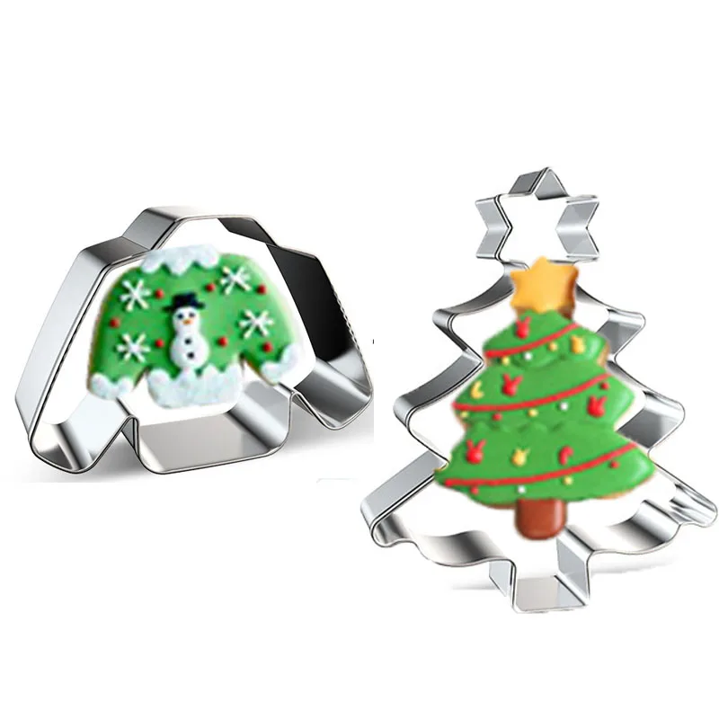 

Shooting Star Christmas Tree Sweater Metal Cookie Cutter Baking Biscuit Molds Fondant Cake Decorating Pastry Tool Cupcake Topper