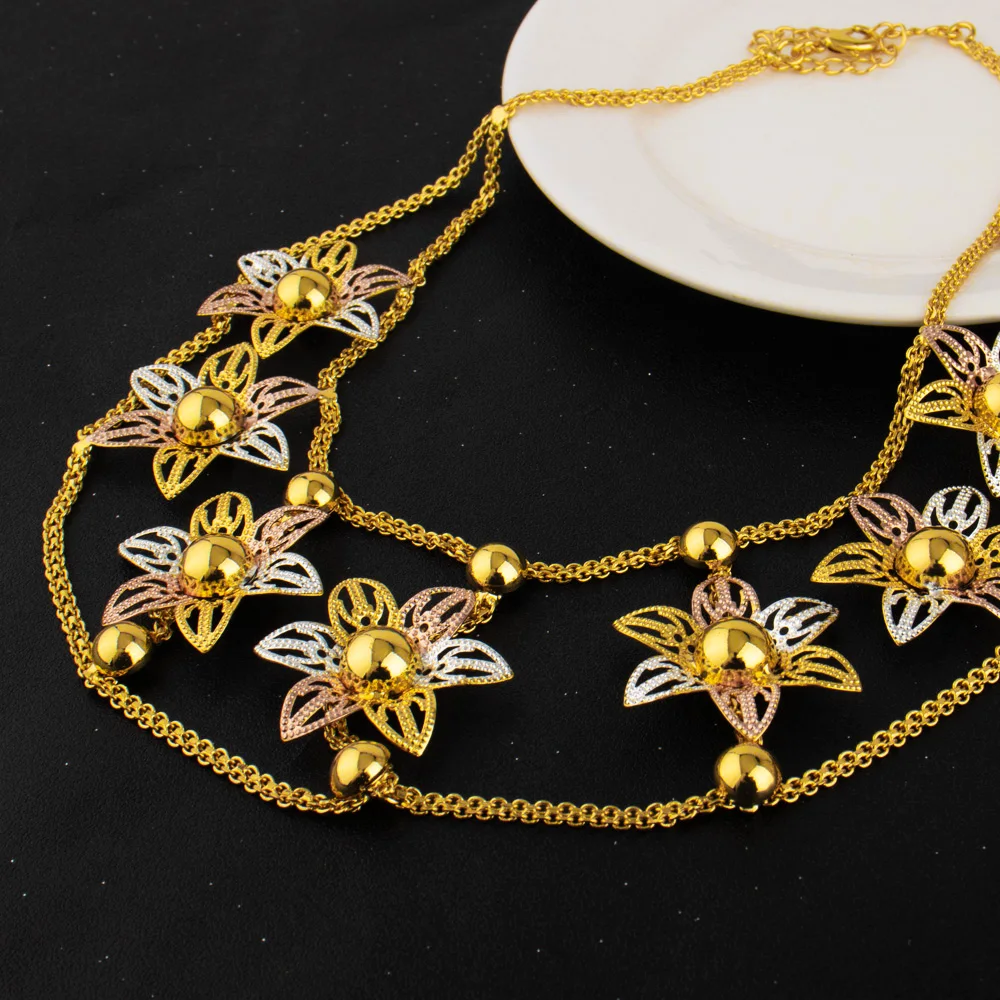 4-teiliges Schmuckset für Damen, vergoldet, mit Gänseblümchen-Muster: Halskette, Ohrringe, Armreif, Blumenring, Schmuck für den täglichen Gebrauch, Geschenkidee – Detail 17