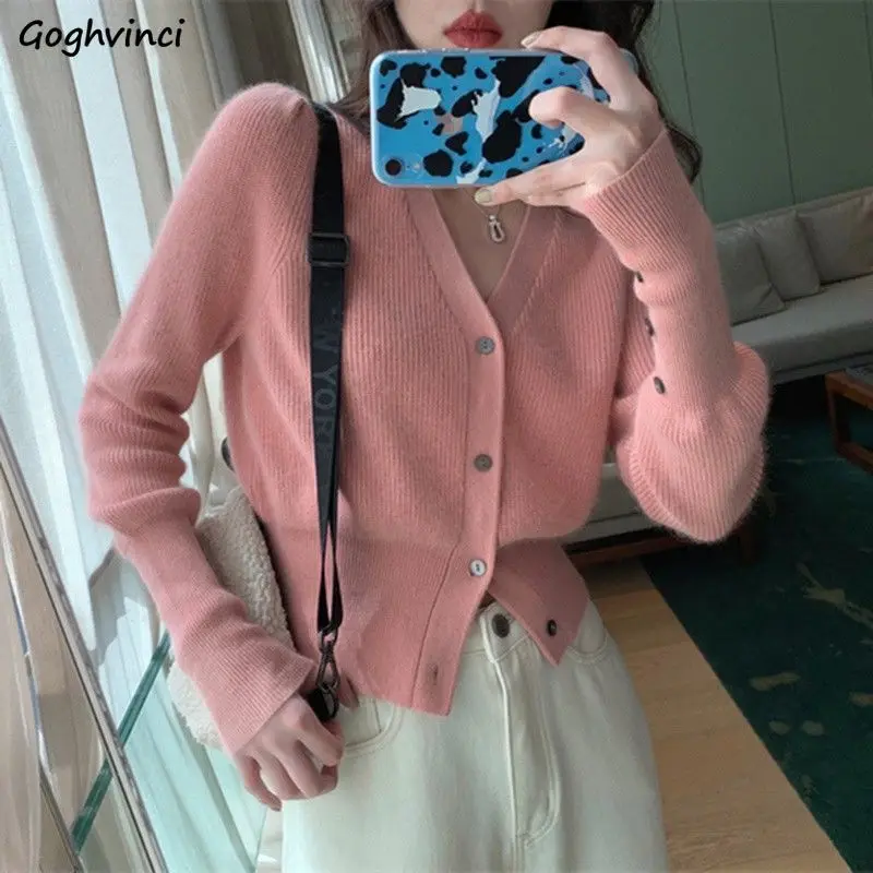 

Cardigans Women Elegant French Classic Trendy Crop Classy Knitting Schoolgirls Spring Knitwear Style Minimalist Plain Ins Basic