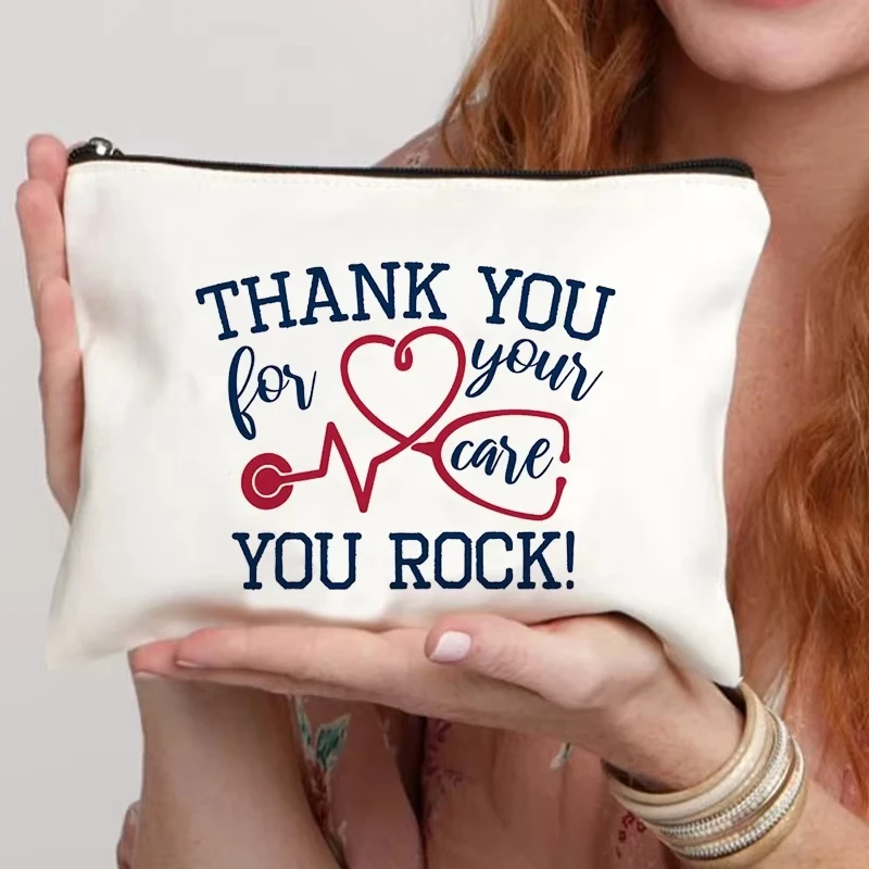 Nurse Pattern Makeup Bag Decorative Organizer Women's Casual Makeup Bag Toilet Wash Wallet Nurse Birthday Gift Wash Bag