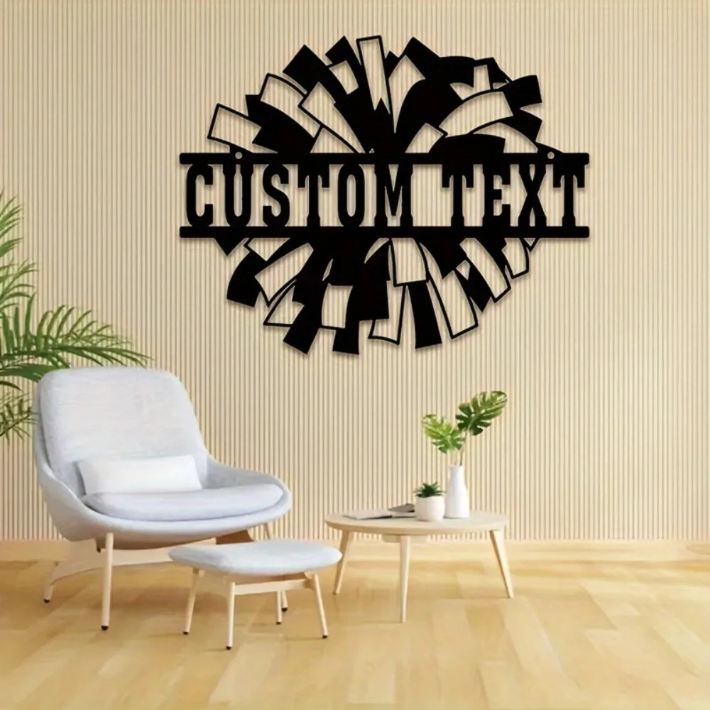 Custom Cheerleader Pom Pom Metal Wall Art Durable Power - Free Ideal for Boho Home Room Decor and Gifting Wall Sculpture Sign