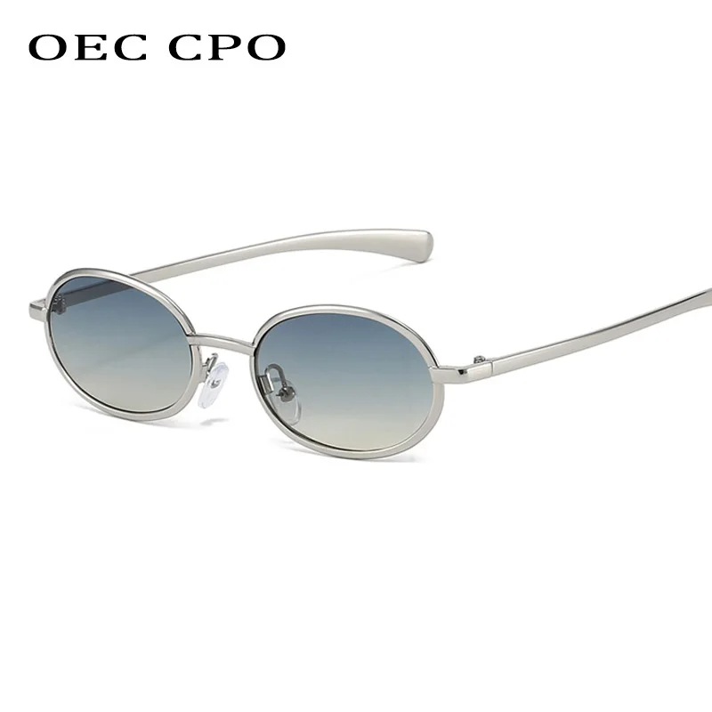 

OEC CPO Ins Popular Fashion Oval Sunglasses Women Trending Metal Shades UV400 Punk Sun Glasses Female Eyewear Men