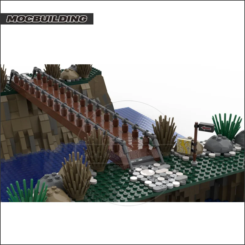 城シリーズ Moc ビルディングブロック沼と岩の風景建築技術レンガ DIY アセンブリコレクションおもちゃギフト