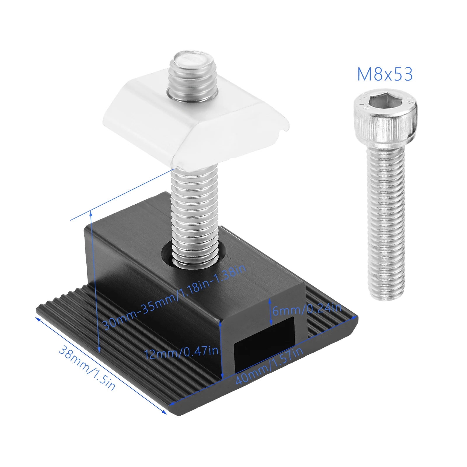 

6Pc Solar Panel Mounting Bracket Kit Aluminium Mounting Rail 30-35mm End and Centre Clamp Bracket for Flat Roof PV Mounting Rail
