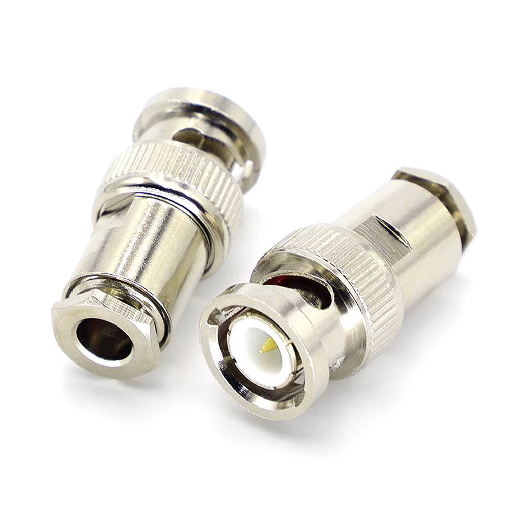 1Pcs BNC Male Plug Clamp RG58 RG142 LMR195 Cable RF Coaxial Connector Wire Terminals 50 Ohms Copper Nickel Plating High-quality