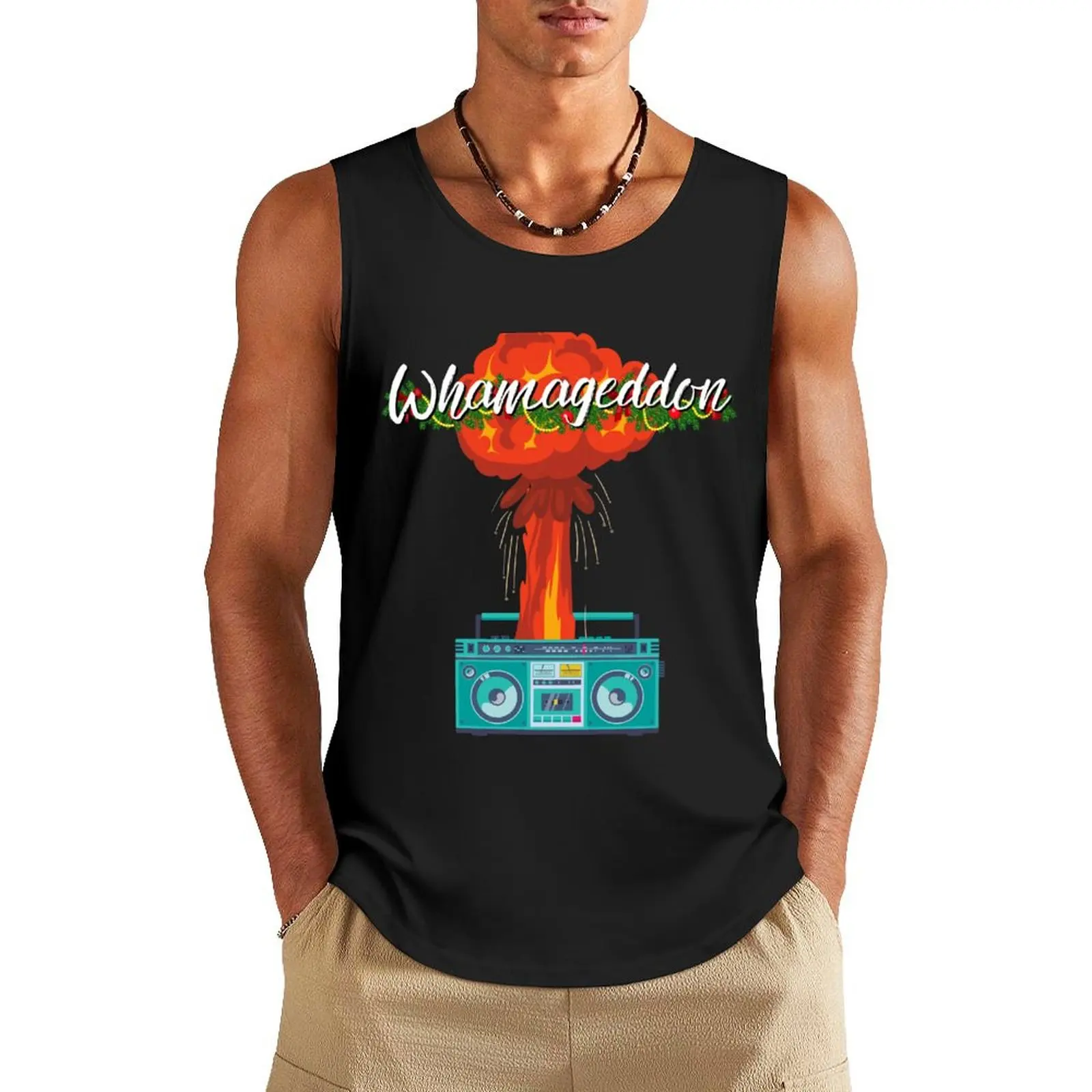 

Whamageddon Earwig Music Radio Humor Fun Tank Top t shirt gym Sleeveless top Men's t shirt Working vest