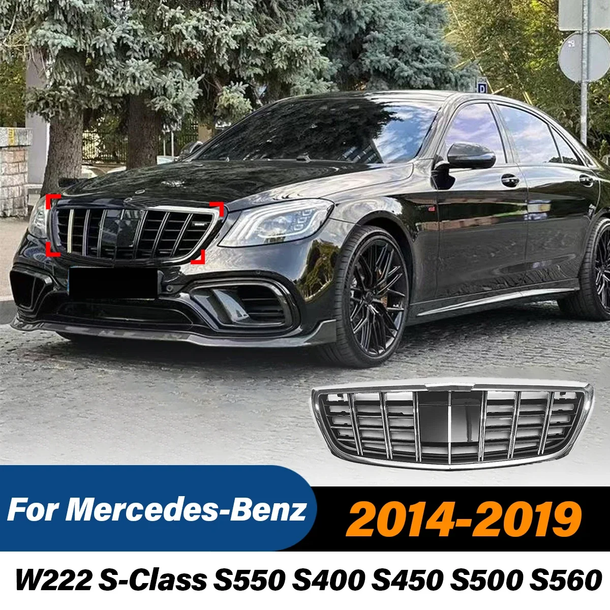 For Mercedes Benz W222 S-Class S550 S400 S450 S500 S560 2014 2015 2016 2017 2018 2019 Front Grille Facelift Grilles Brabus Style