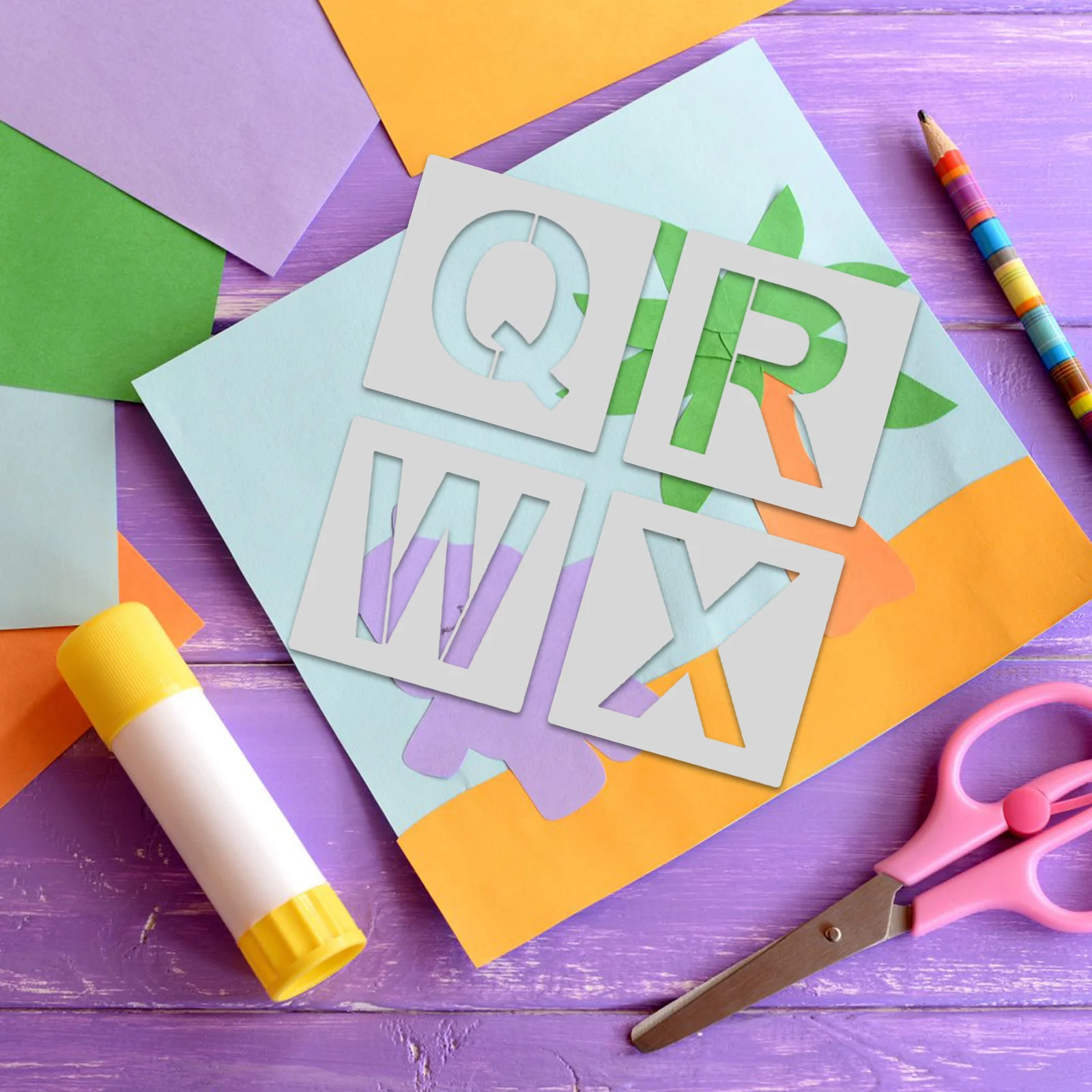 مجموعة واحدة من استنسل أرقام الحروف الأبجدية القابلة لإعادة الاستخدام 26 حرفًا و10 أرقام قوالب بلاستيكية لتعلم الأنشطة اليدوية التي يمكنك صنعها بنفسك #2