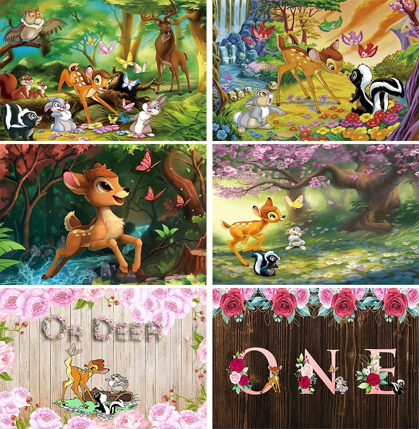 Фон для фотосъемки с изображением розового цветка и оленя для девочек