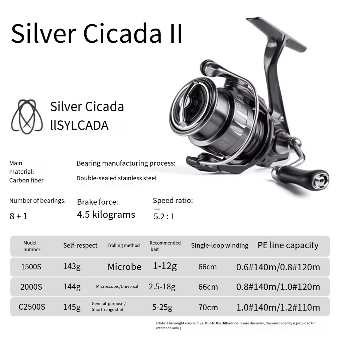 Chiyen Silver Cicada Second Generation Advanced Dense Arrangement 22 Road Anti-Slip Tires Carbon Fiber Main Body Fishing Vessel