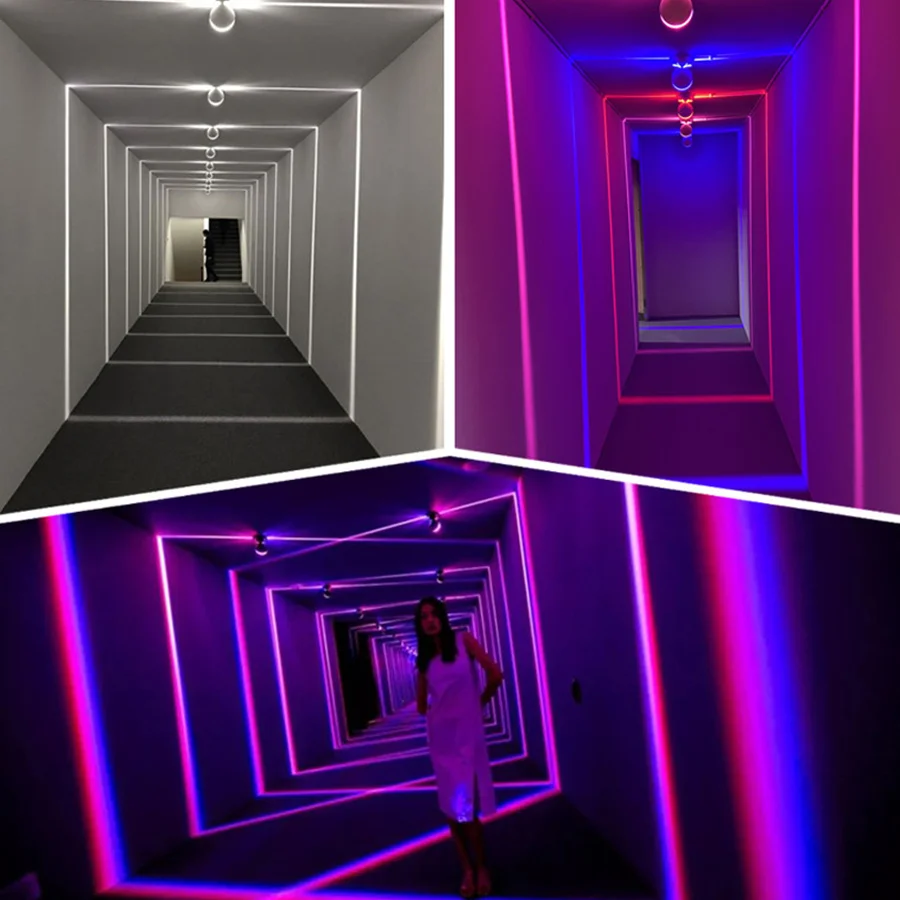 Lampada da parete a LED a fascio stretto RGB per esterni davanzale della finestra corridoio porta finestra applique per KTV Hotel Garage ristorante Decor