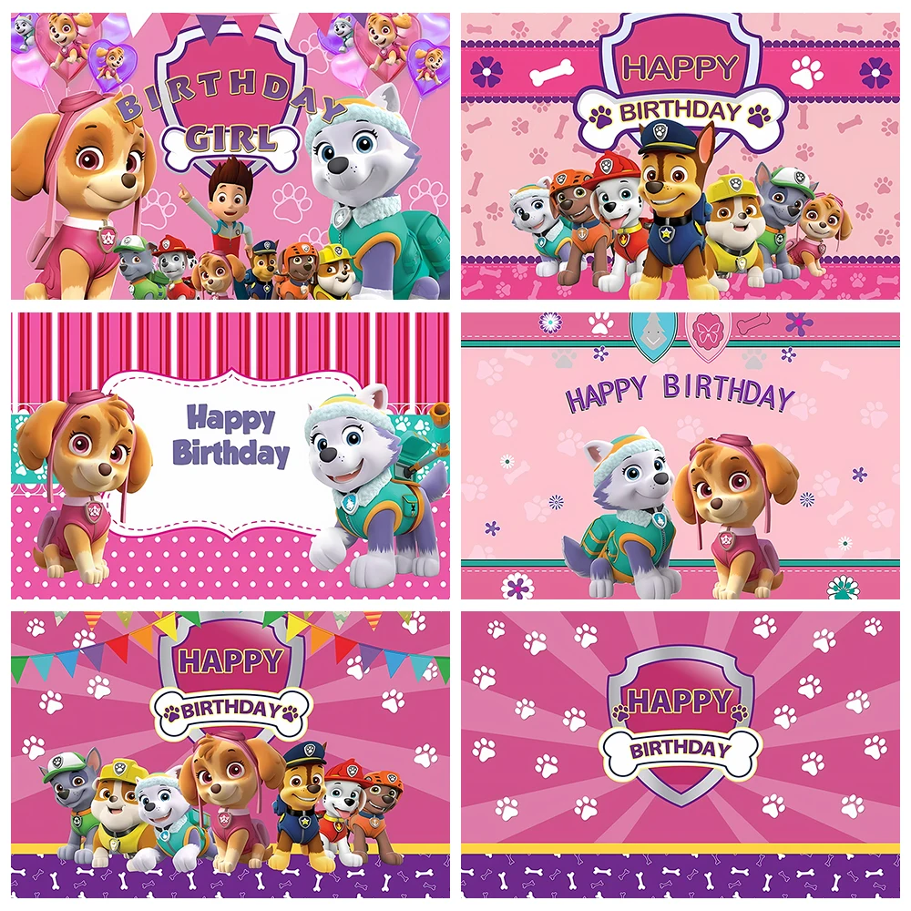 Paw Patrol Backdrop Kids Girs Boy Birthday Party Decoration Photography Background Baby Shower Banner Poster Photo Studio Props