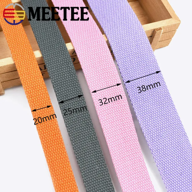 2Meters  20-38mm 2mm Thick Polyester Cotton Webbings for Backpack Strap Belt Canvas Ribbon Bias Binding Tape DIY Sewing Craft