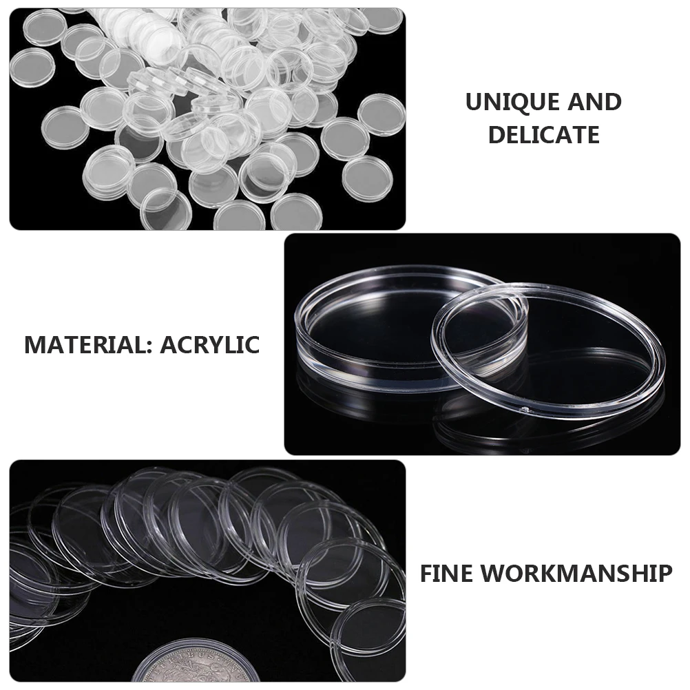 24pcs Coin Storage Holder Clear Portable Plastic Box Acrylic Case For Coin Collection Easy Open Dust-Proof Gift