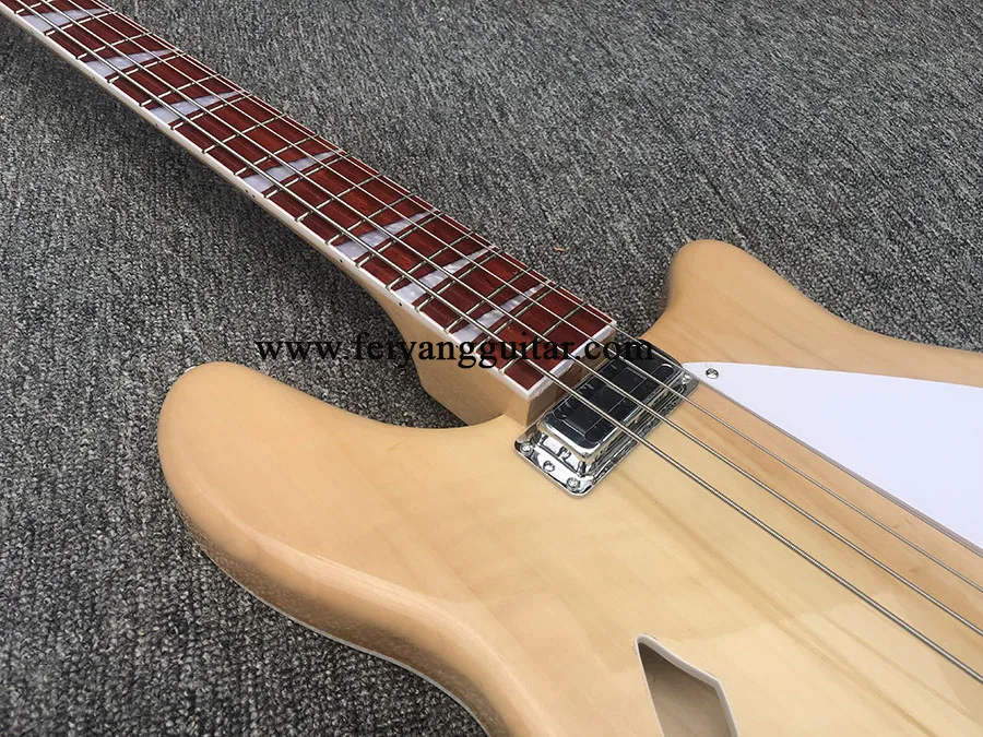 high quality electric bass guitar,Semi hollow body, 4 Strings, 4005 Natural color，free shipping