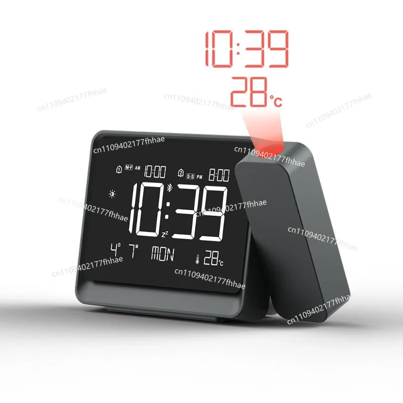Smart Projection Clock Bluetooth Timing Alarm Clock Ambient Night Light Double Alarm Time Temperature Focusing