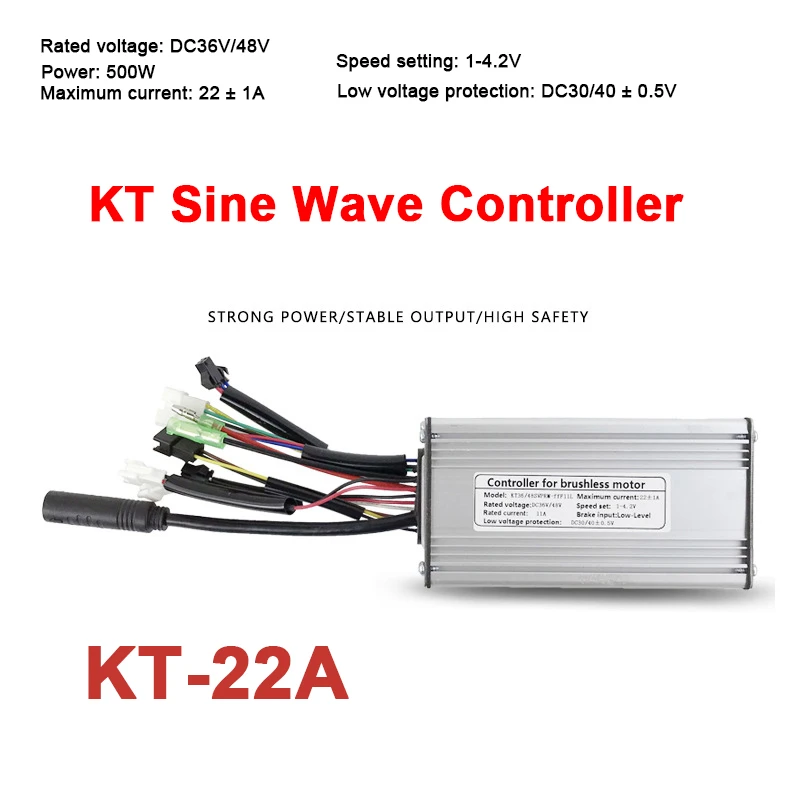 

Original E-Bike 9-Tube KT-22A Sine Wave Controller 36V/48V Motors WP Plug Bicycle Modification Accessory For 500W Motor