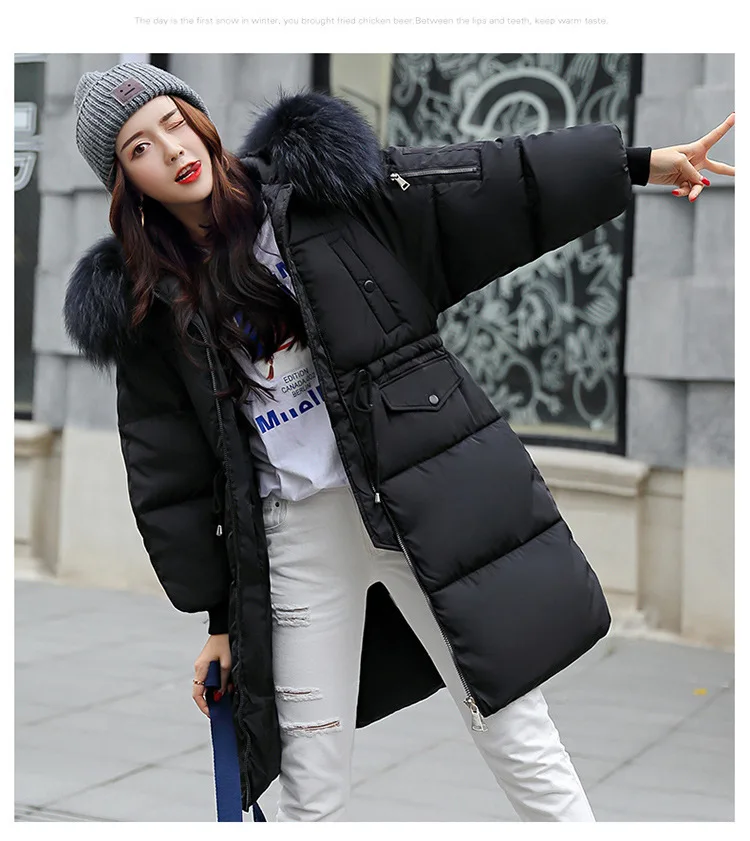 Korean Fashion Winter Solid Color Long-sleeved Down Cotton Jacket Women Bread Fur Collar 2026 New Korean Version Thickened Coat