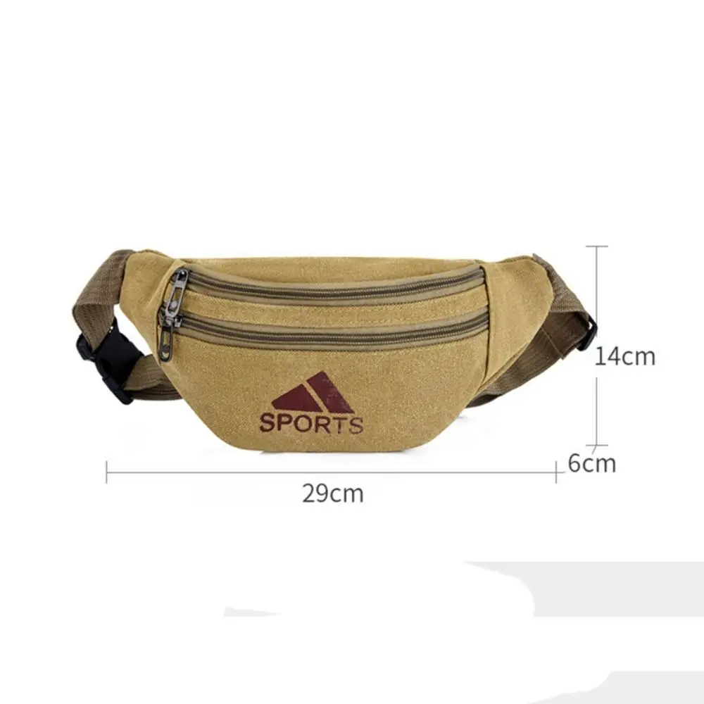 Men\'s Canvas Waist Bag Outdoor Travel Multi-Pockets Large Capacity Shoulder Chest Bag Sports Phone Bga Fanny Pack Crossbody Bag