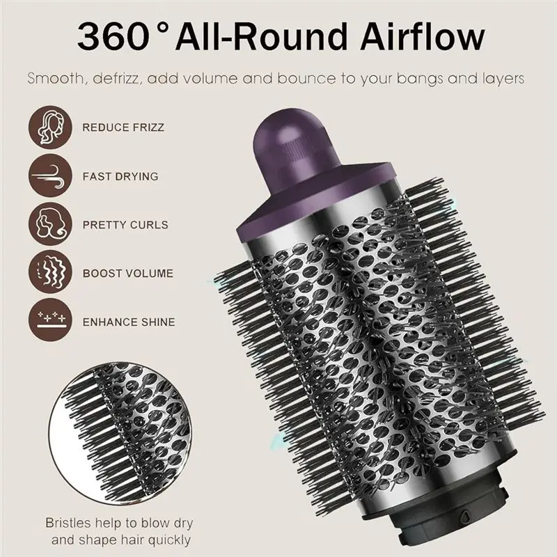 مرفق فرشاة مستديرة كبيرة الحجم لـ Dyson Airwrap HS01/HS05/HS08، أداة تصفيف الزغب