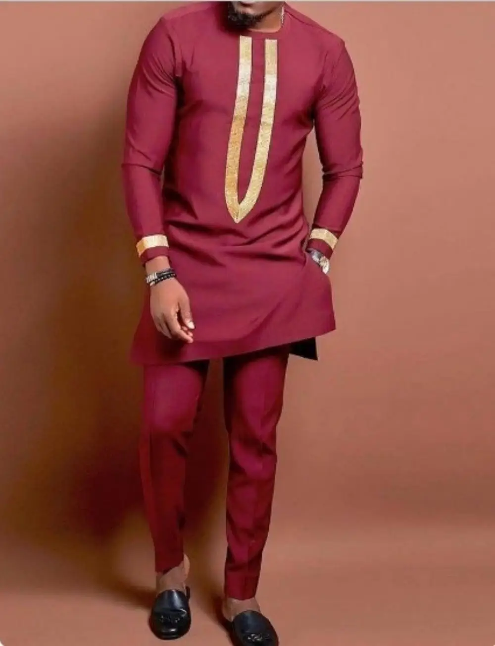 The Hot Seller In The Spring And Autumn Of 2022 Is The National Style Young Men Spliced Round Neck Red Casual Long Sleeve Suit