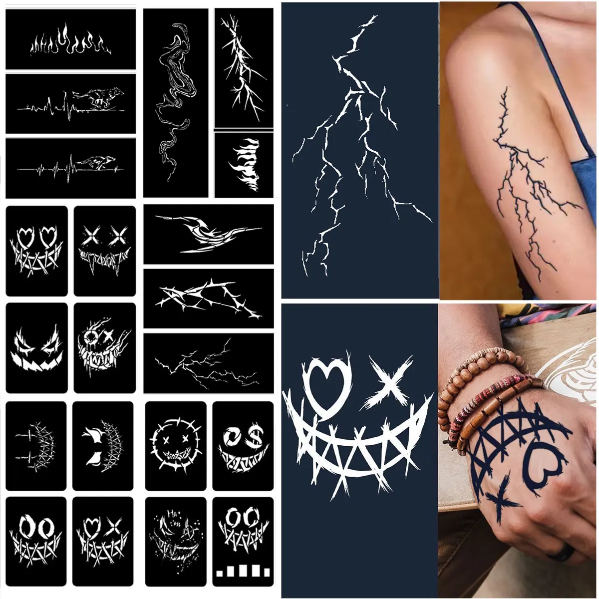 6pcs Temporary Tattoo Stencils Kit Not with Ink Templates Set For Glitter Airbrush Henna Paint Or Freehand DIY Body Art Tattooin