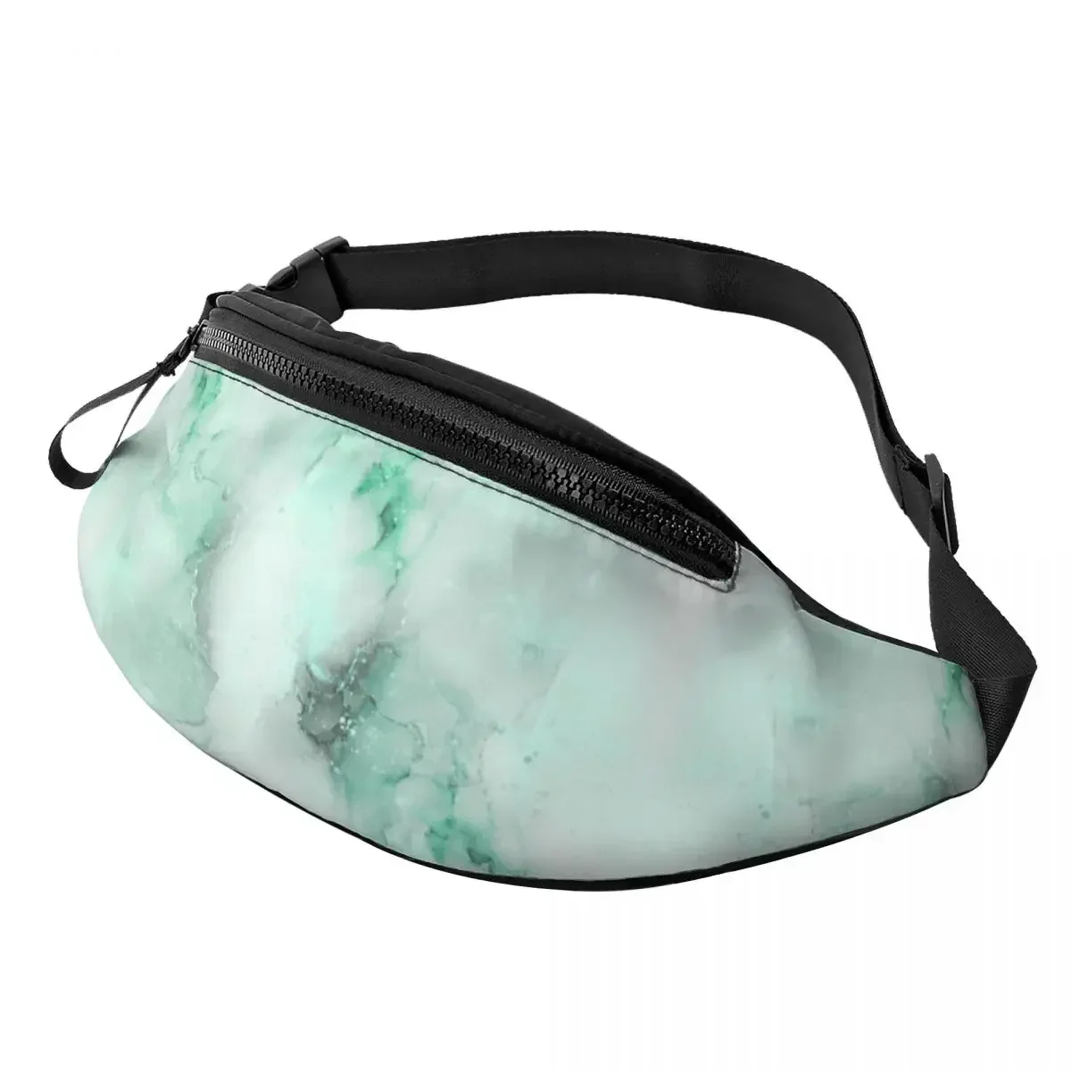 Elegant Green Shade Marble Fanny Bag Customized Crossbody Waist Pack Women Men Traveling Phone Money Pouch