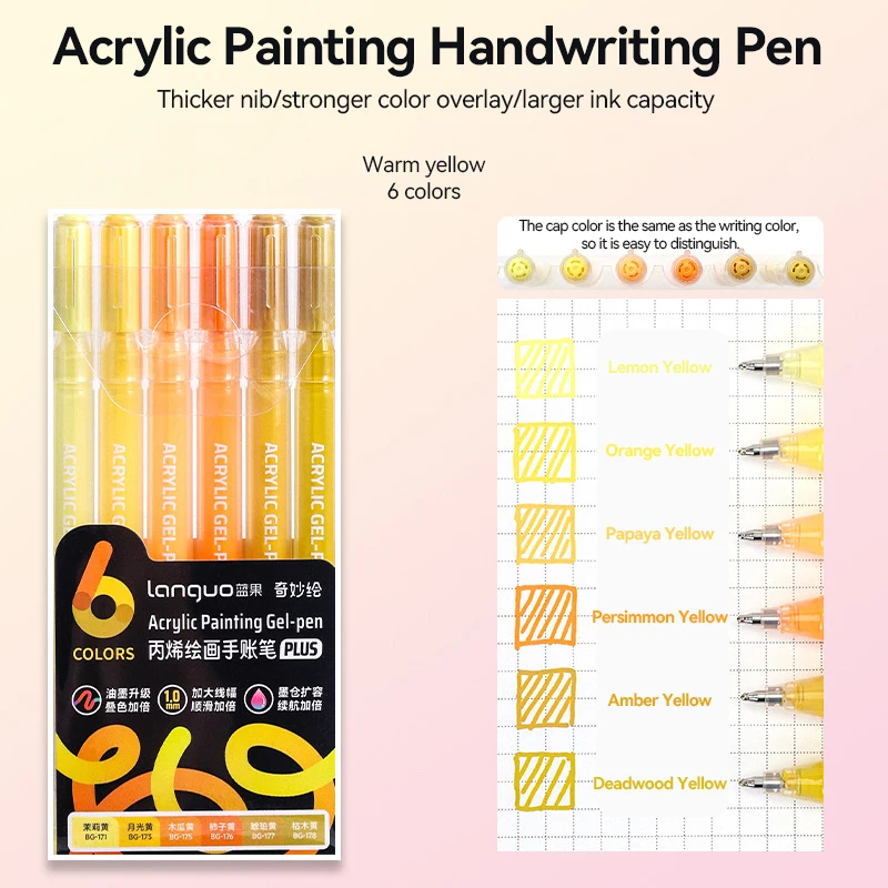 Languo 6-144 Kleuren Schilderen Acryl Gel Pennen Grote Capaciteit Inkt Pen voor Tekenen Dagboek Diy Kleur Doodling Schilderen Art Supplies