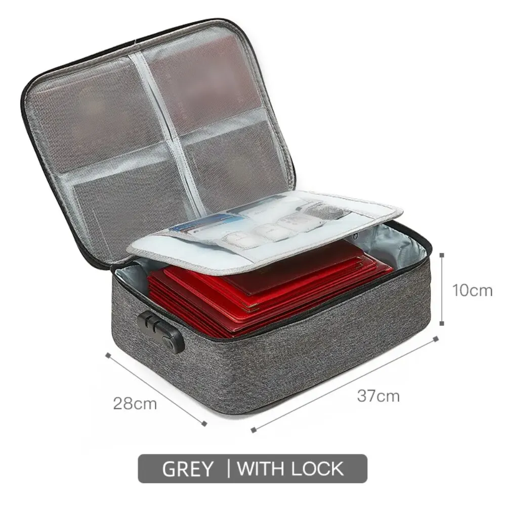 2 Layers Document Storage Bag Multifunctional Waterproof File Organizer Large Capacity Storage Bag With Password Lock