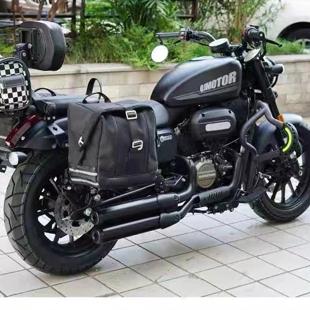 quick release edge bag For QJMOTOR SRV500 AMT SRV500S modification high-quality leather edge bag waterproof canvas bag