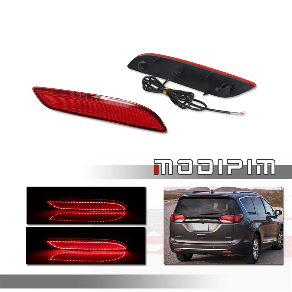 

Smoked / Red Lens Red LED Car Rear Bumper Reflector Tail Brake Lights For Chrysler Pacifica & For Chrysler Voyager 2017-2023 12V