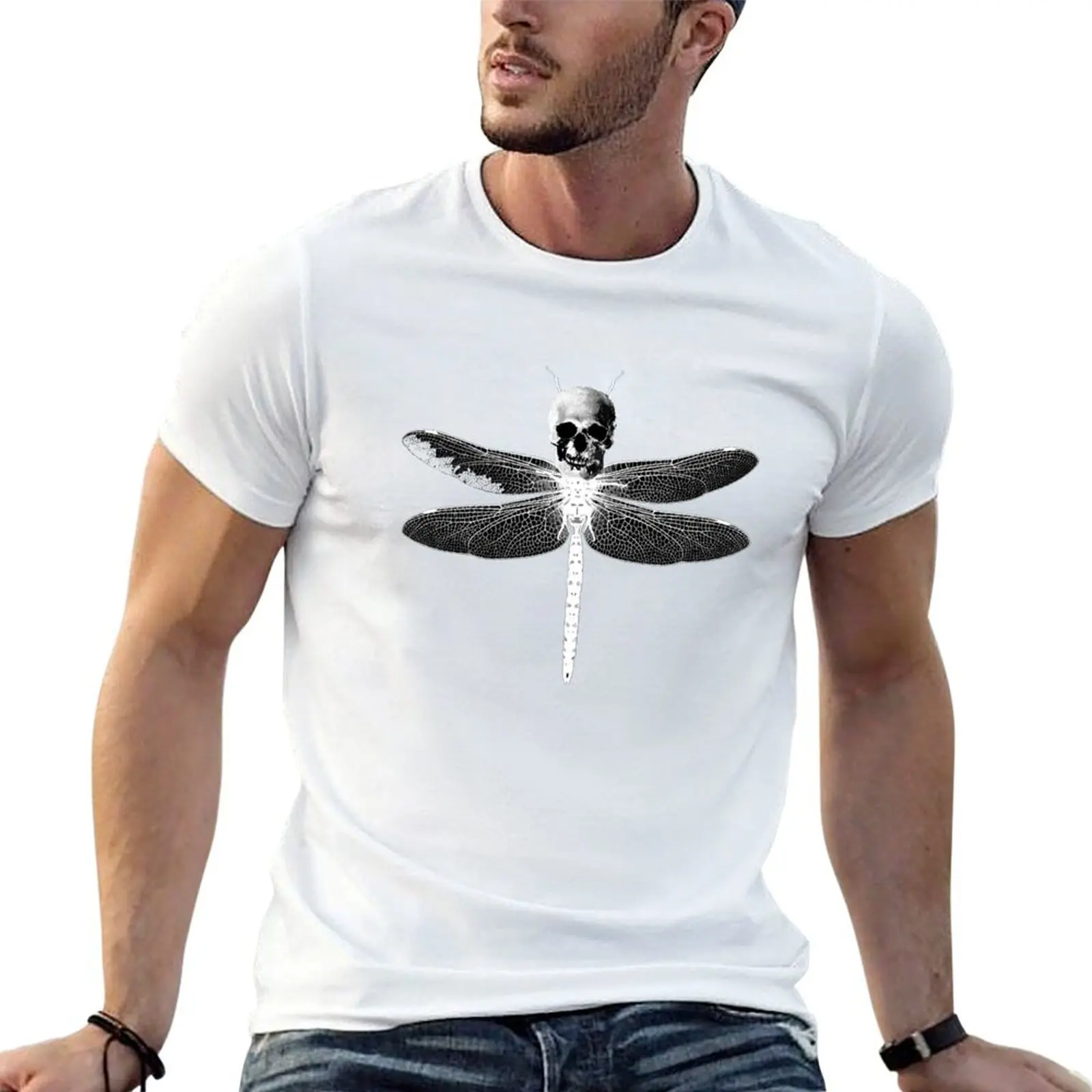 

Surreal Dragonfly with skull head gothic t shirt T-Shirt t shirt for man anime tshirt T-Shirt