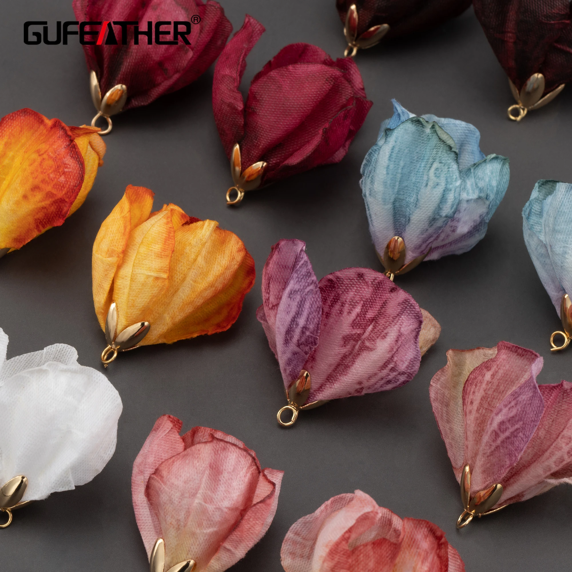 GUFEATHER F165, akcesoria jubilerskie, ręcznie robione, kształt kwiatu, kolczyki diy, wisiorki, wisiorki diy, elementy do wyrobu biżuterii, 10 sztuk/partia