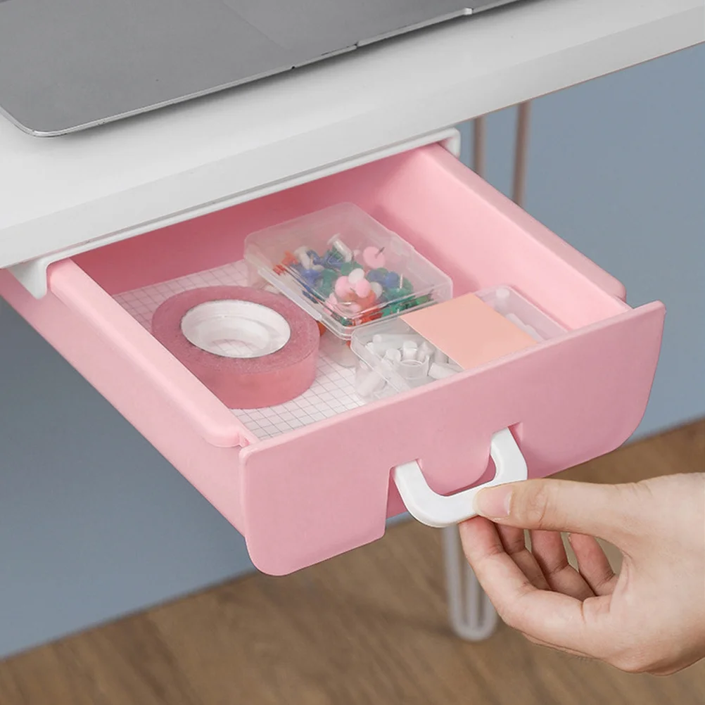 صندوق تخزين مخفي ذاتي اللصق لتنظيم درج المكتب وأدوات كابلات الأقلام وحامل سفلي لسطح المكتب