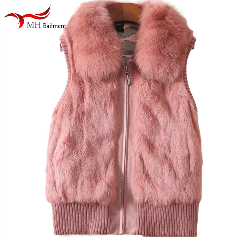 Real Rabbit Fur Coat For Women Winter Natural O-Neck Fashion Slim Vintage Jackets Fashion On Offer New Female Big Size S-5XL