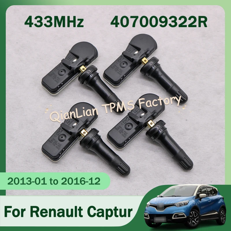 

1/4pcs 407009322R TPMS Tire Pressure Monitor System For Renault Captur Clio IV Kangoo II Lodgy Logan 433MHz Tire Sensor