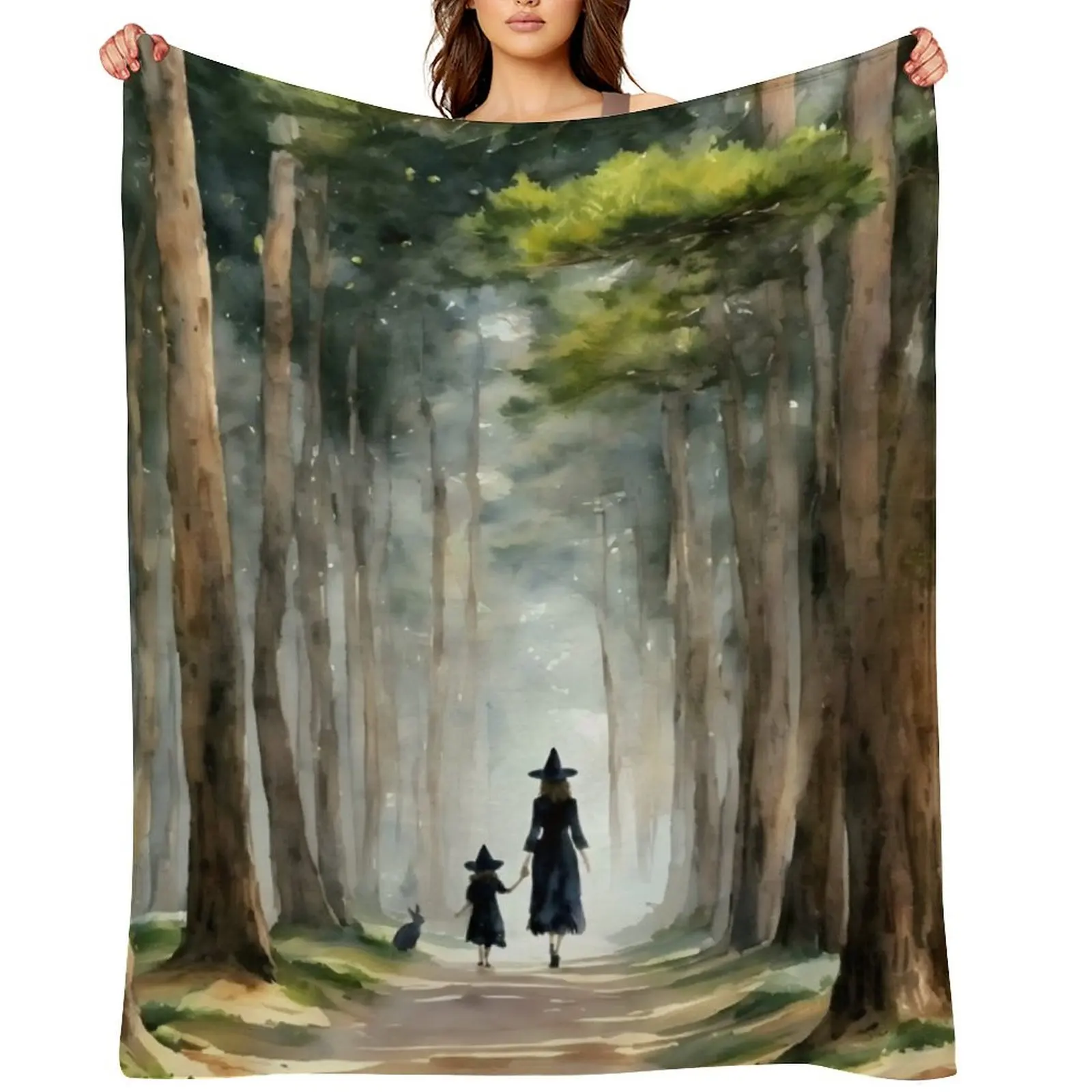 

Daughter ~ Witchy Art Print of Mother and Child Witch ~ Witches Pagan Parents Throw Blanket Kid'S Decorative Sofas Blankets