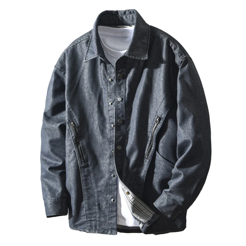 

2026, весенне-осенние новые свободные и удобные многослойные куртки-карго для мужчин, винтажные уличные мужские рубашки