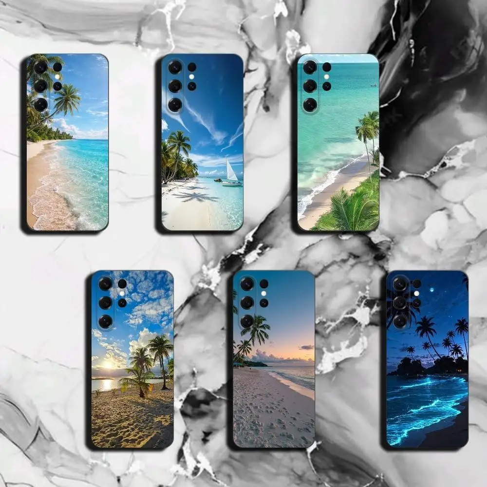 Sea Tropical Palm Trees Beach Phone Case for Samsung Galaxy S26 Ultra S22 Plus S21 FECover S21 S22 S23 S24 S25 Ultra