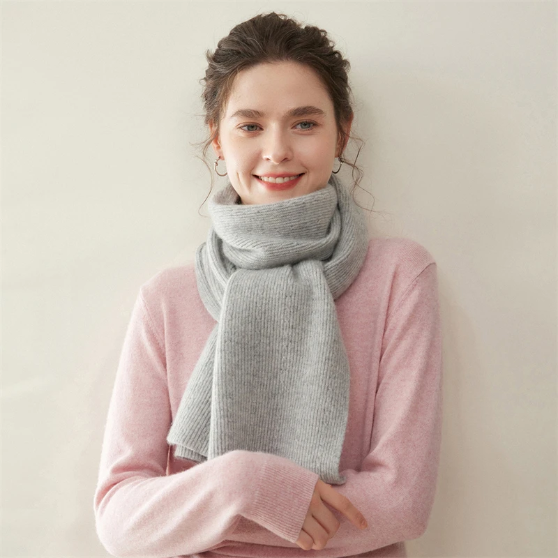 

A-Class 100% Pure Goat Cashmere Scarf Warm Knitted Autumn Winter Solid Color Neck Protection for Men And Women Universal Scarf