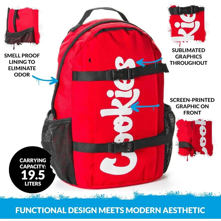 حقيبة ظهر من النايلون غير القياسي من COOKIES حقيبة متينة مقاومة للتمزق مع سحابات شديدة التحمل وجيوب جانبية شبكية قابلة للتعديل Str #2