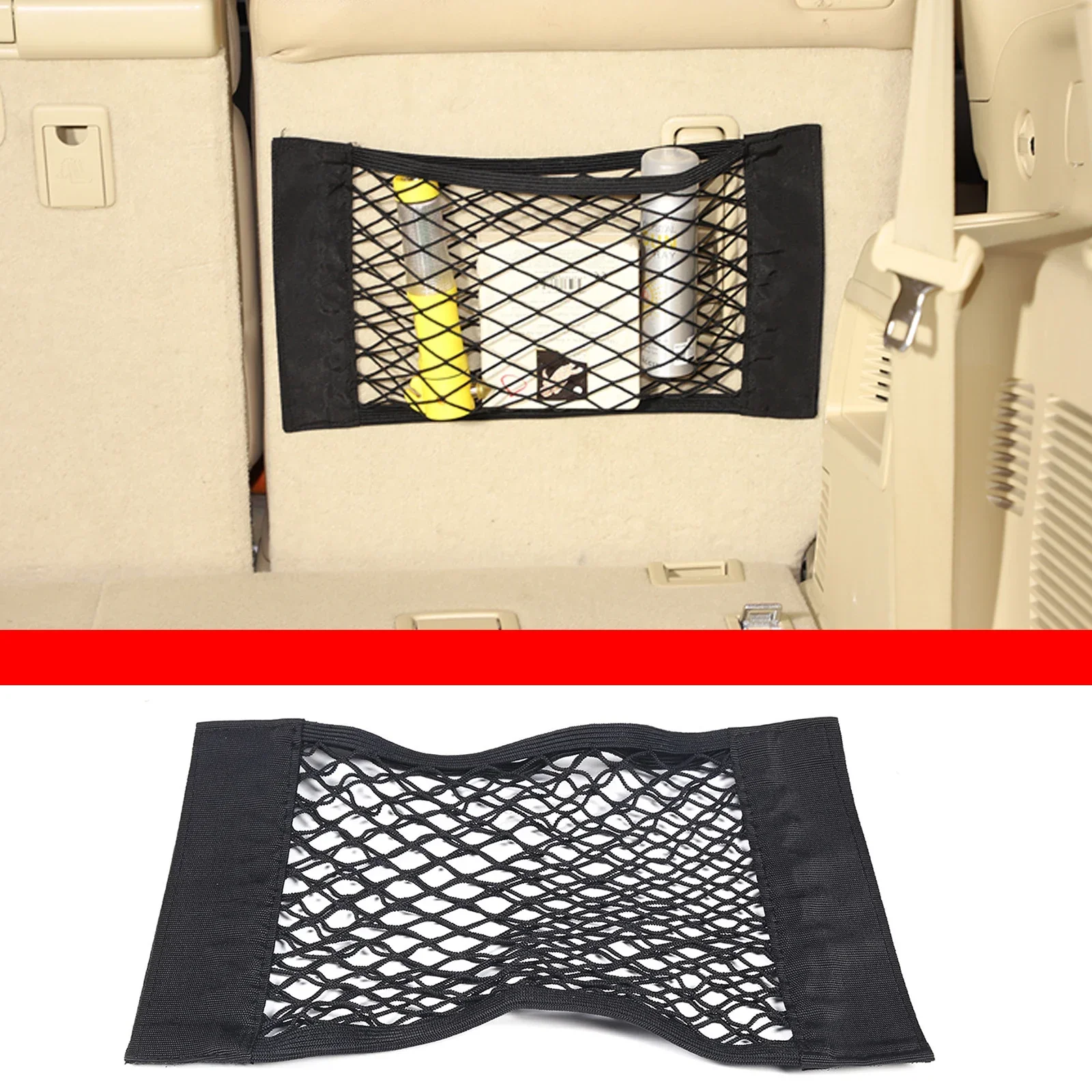 

For Toyota Land Cruiser Prado 2010-2018 Nylon Black Car Trunk Cargo Organizer Storage Elastic Mesh Bag Luggage Cargo Accessories